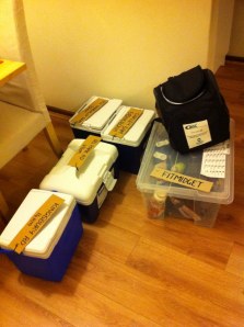 My 4 drop bag esky's plus extra camping supplies